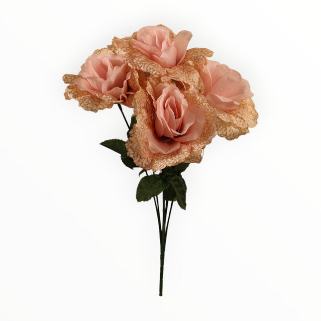 Rosa China Craquelada Dorada x6